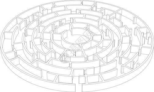 电线框架圆形迷宫 矢量圆圈草图绘画图片