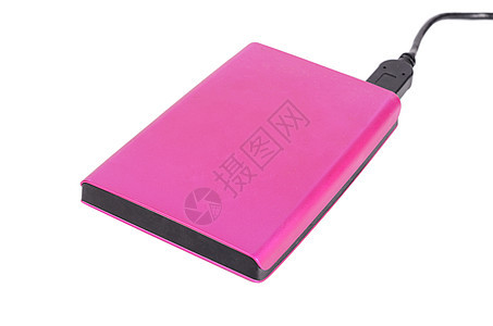 用于信息存储的外部磁盘孤立光盘塑料粉色电脑硬件电子贮存电缆驾驶备份图片