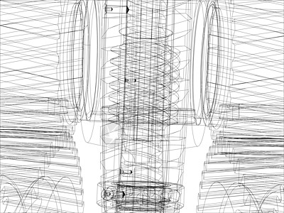 带轴的有线框架装置 特写 向量车轮齿轮绘画工程草图减速器图片