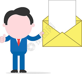 持有带有文档的邮件图标的商务人员邮寄网络卡通片信封经理解决方案邮政帮助地址电子邮件图片