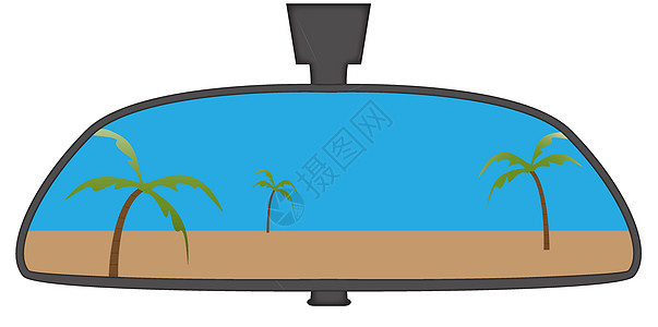在海滩后视镜中图片