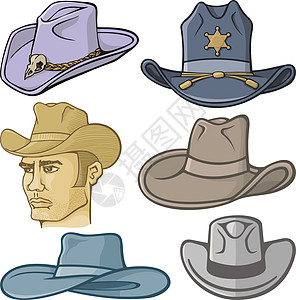 牛仔帽星星边缘丝带衣服插图头饰草图牛仔手绘图片