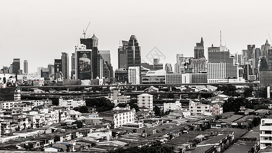 泰国曼谷市 城市风景 黑白图片