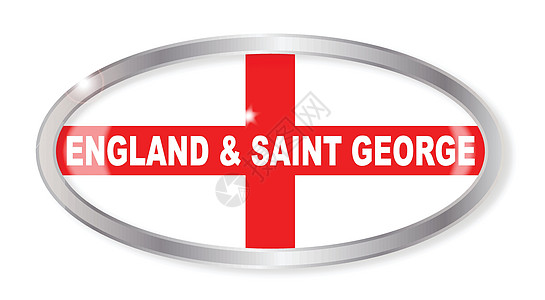 英格兰和圣乔治奥瓦尔按钮插图艺术品绘画徽章英语红色艺术椭圆形旗帜图片