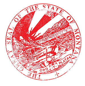 蒙大拿海豹橡胶印章橡皮墨水红色插图艺术绘画艺术品邮票图片