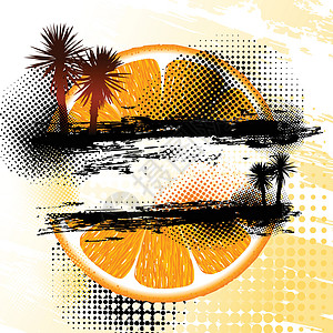 橙色背景阳光太阳墙纸艺术横幅食物橙子棕榈装饰品果汁图片