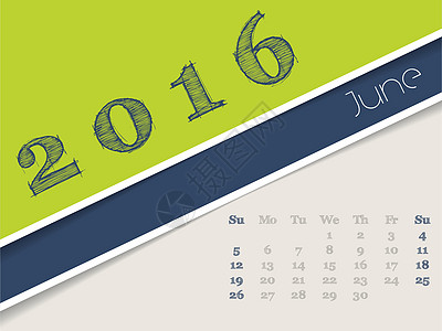 2016年6月26日的日历设计图片