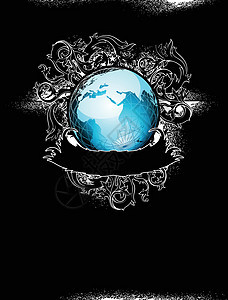 地球装饰艺术品标签t恤岩石纺织品插图曲线丝带黑色世界图片风格背景图片