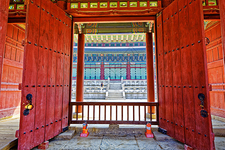 韩国传统建设外观情调异国池塘寺庙花园废墟反射旅游地方图片