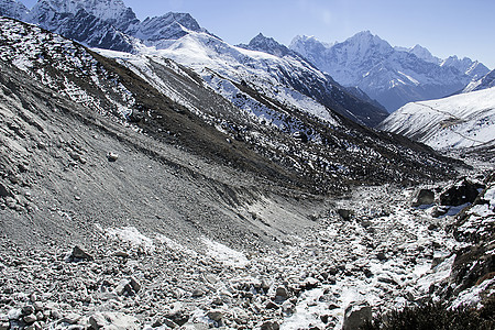 日基河谷勘探远足山脉极端雪原山峰首脑风景天空地形图片