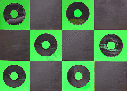 绿色和黑色涂料 在标准格上印有中央留声器记录正方形材料木头留声机墙纸地面白色图片