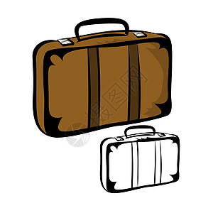 旅行行李箱草图棕色旅行箱插图旅游标签航程运输行李手提箱图片