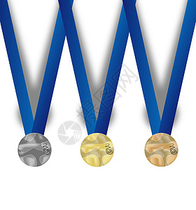 一套奖牌银牌冠军运动插图阴影领导者成功青铜优胜者金属图片