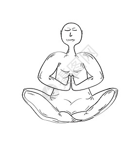 冥想和僧人沉思草图瑜伽女士中医男性福利女性插图女孩图片