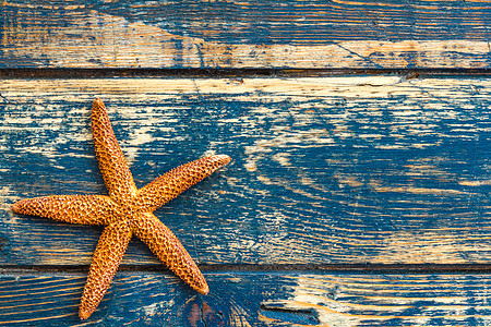 带海星的木形背景风化框架星星卡片海滩甲板贝类边界横幅明信片图片