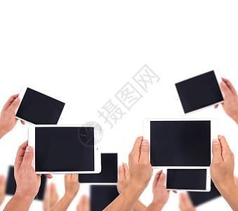手握白平板电话电子黑色工具电脑屏幕白色网络笔记本商业图片