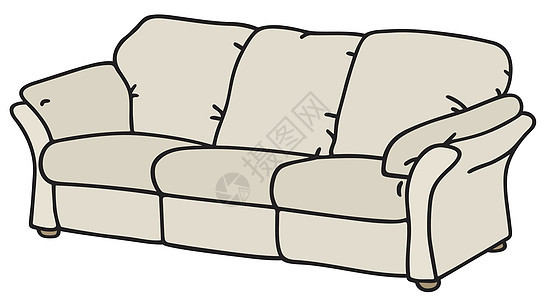白色沙发家具皮革房子长椅卡通片休息室扶手椅客厅房间背景图片