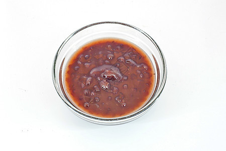红豆甜点 汤扁豆蜜饯核心圣杯病菌坚果玻璃勺子种子白色图片
