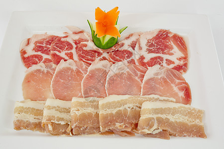 白碗隔离的各类新鲜受罚肉类火腿猪肉美食草药食物蜜瓜熏肉餐厅熏制水果图片