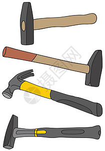 锤子工具红色卡通片前锋工作黄色金属塑料锤锁黑色图片