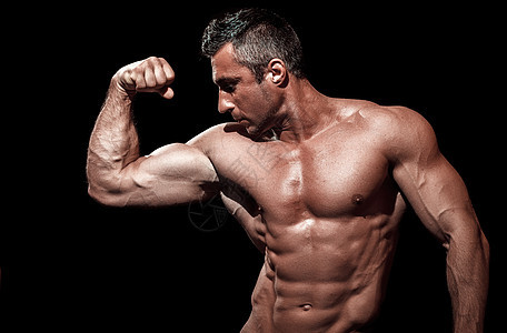 黑色背景的造型健美肌肉健壮健体工作室二头肌数字健身房身体男性训练力量躯干建筑图片