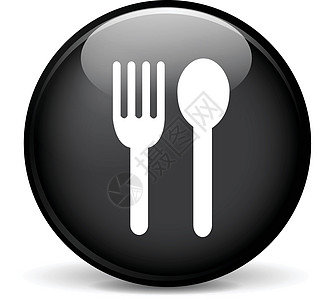 餐馆图标灰色圆形黑色圆圈按钮食物勺子网络图片