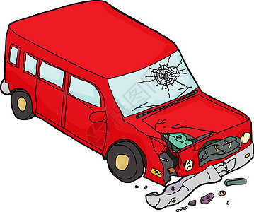 手绘开红色汽车单一红伤红色SUV背景