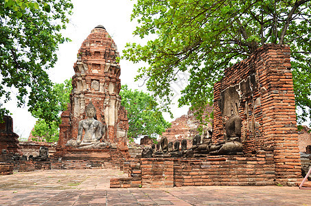 Ayutthaya 历史塔旅游文化石头历史性世界公园建筑学纪念碑雕像吸引力图片