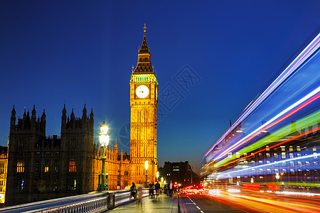 伦敦的时钟塔旅游日落钟楼建筑公共汽车旅行首都建筑学地标吸引力图片