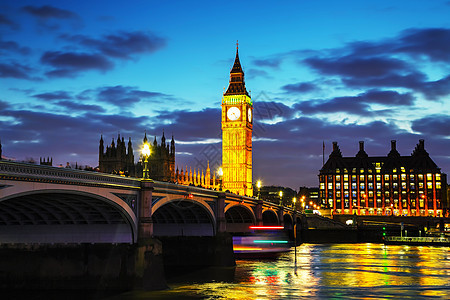伦敦与时钟塔和议会大厦的伦敦旅行天空建筑建筑学吸引力地标钟楼首都历史旅游图片