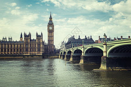 Big Ben和议会两院政治蓝色观光地标历史建筑吸引力首都场景旅行图片