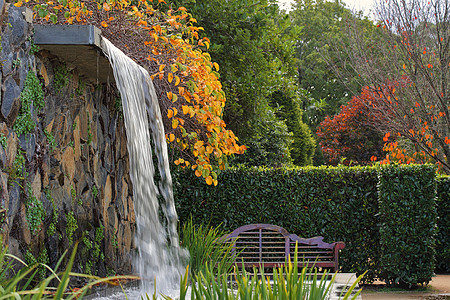 秋天有瀑布的Zen花园图片