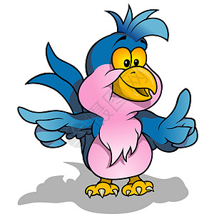 蓝鹦鹉插图小鸟剪贴手绘卡通片蓝色梦幻图片