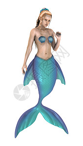 美人鱼魔法白色童话尾巴蓝色女士海洋女性鱼尾神话图片