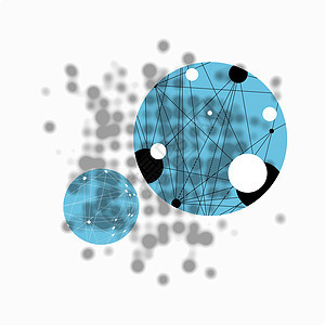 具有模糊点构成的科学摘要背景电脑化学原子医疗化学品烙印蓝色数据药品打印图片