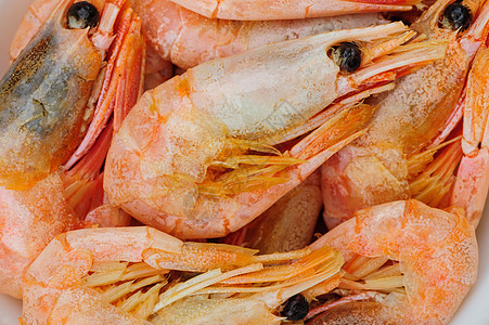 养虾宏观动物食物橙子饮食小吃煮沸白色红色美食贝类图片