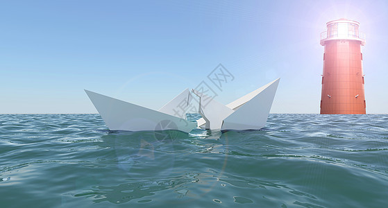 海上废纸船背景图片