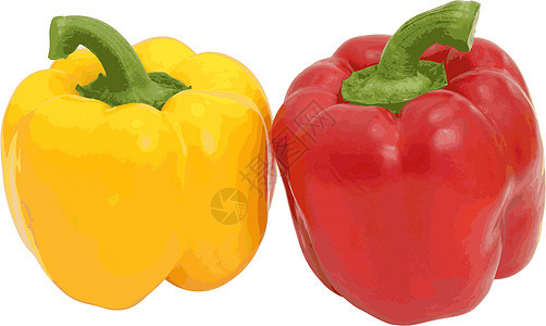 白色背景上隔离的红和黄甜辣椒图片