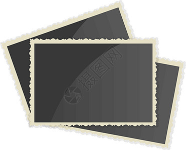 白色背景上的 retro 照片框架 矢量插图滚动卡片专辑边界摄影相机收藏黑色空白相片集图片