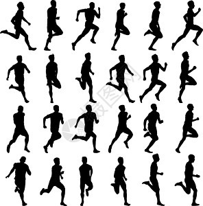 套剪影 短跑运动员 矢量图速度训练男性冠军运动插图男人女士团体成人背景图片
