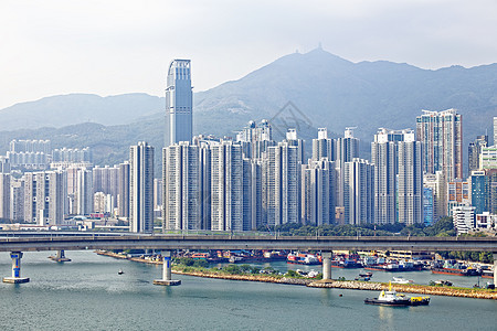 香港市中城的高速火车大桥图片