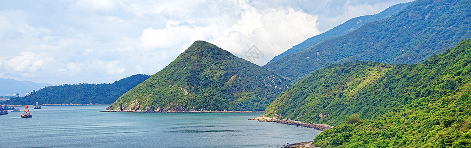 克里米亚山脉和黑海景观海浪地平线海岸爬坡海洋悬崖海景岩石波纹全景图片