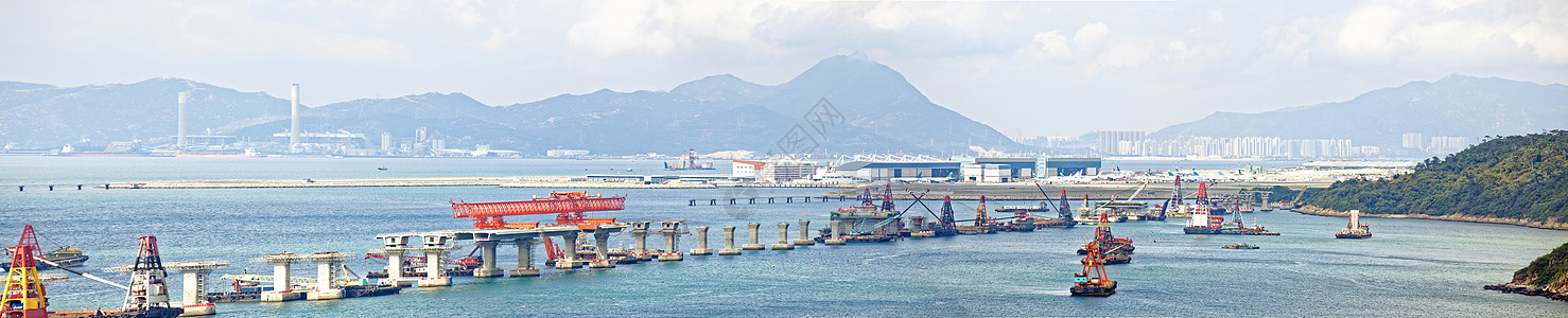 香港澳门大桥兴海建筑工地速度车辆旅行踪迹建筑学蓝色汽车商业市中心场景图片