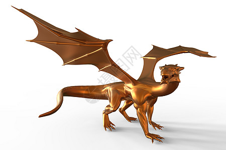 奇幻黄金龙神话怪物魔法插图幻想童话动物爬虫金子艺术背景图片