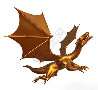 腾飞的黄金龙怪物翅膀动物童话神话爬虫魔法金子艺术幻想图片