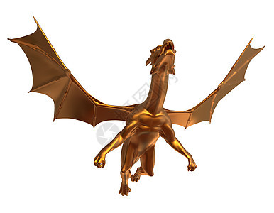 腾飞的黄金龙怪物翅膀童话神话艺术动物爬虫插图金子幻想背景图片