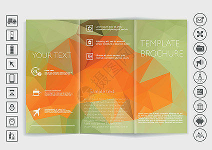 三价手册模拟矢量设计 多边形背景折叠目录广告推介会文件夹嘲笑卷曲海报插图商业图片