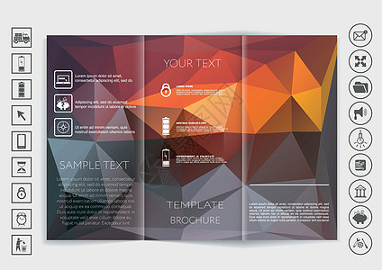 三价手册模拟矢量设计 多边形背景文件夹传单小样横幅折叠卷曲海报杂志小册子目录图片