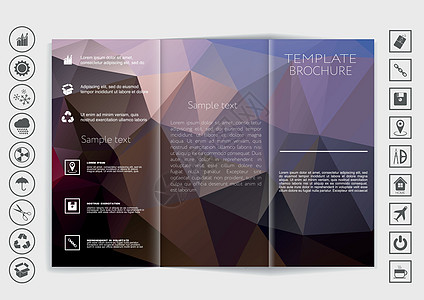 三价手册模拟矢量设计 多边形背景商业传单横幅小样出版物插图目录打印嘲笑推介会图片