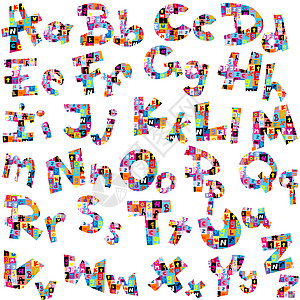 由字母图案制成的字母表中的字母图片